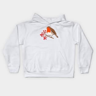 European Robin Winter Bird Kids Hoodie